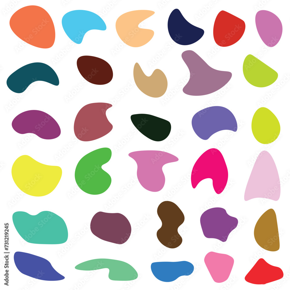 Aufkleber blobs vector set. abstract blob shapes, liquid paint blobs, spreading fluid ink blotch elements isol