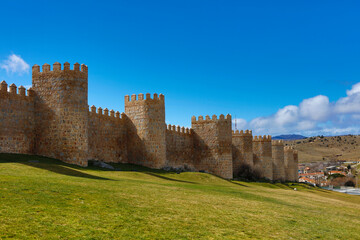 Fototapeta na wymiar Spain view of the city of Avila on a sunny spring day