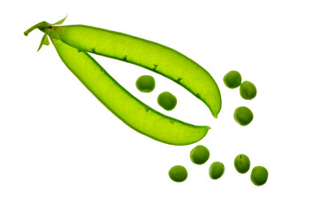 Green peas . Pea pod vegetable with seeds. Healthy eating Vegetable Ingredients for cooking on transparent, png