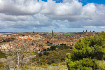 Spain Toledo city view on a sunny spring day