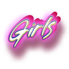 Fototapeta na wymiar 3D Pink Glow Text of girls