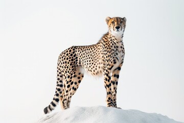 Lone Cheetah Stands Elegantly Against Pristine White Backdrop For Photographers