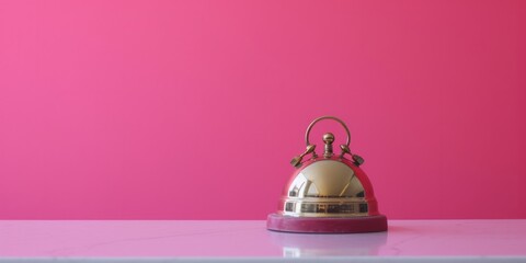 Uniquely Vibrant Pink Backdrop Enhances Single Hotel Bell