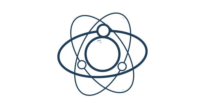 Model of the atom or molecule, electrons orbiting around core, scientific research and education  
