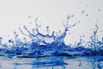 Striking Contrast: Dynamic Blue Water Splashing On White Background