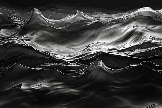 the water of a river shown in black and white in