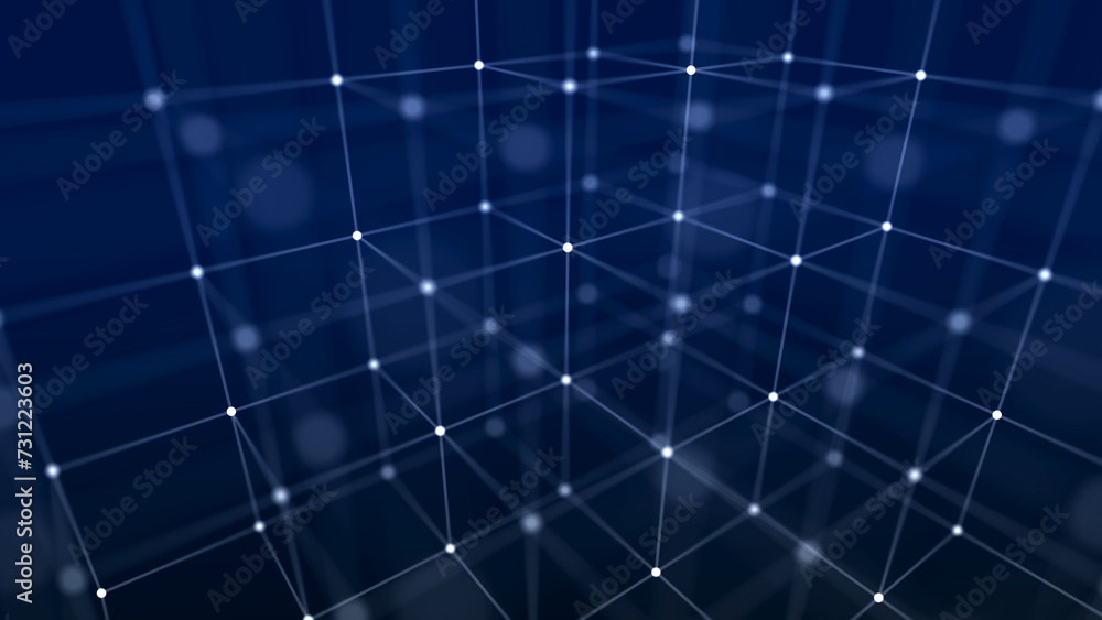 Aufkleber digital blockchain concept. data storage in separate cells. abstract background with dots and connec