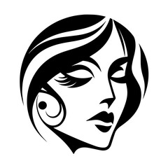 Vector illustration of a stylized woman's face on white separate background