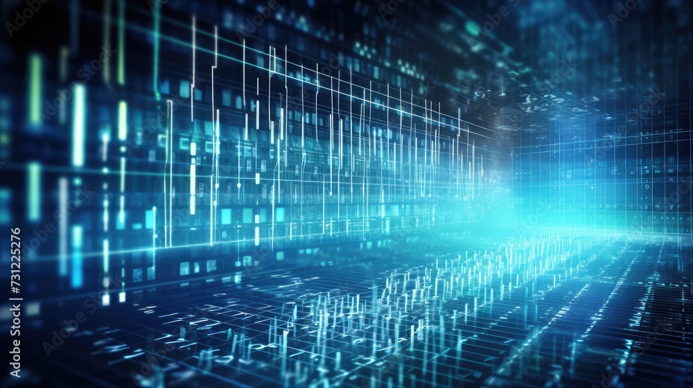Aufkleber Technology futuristic background. Scientific technology data of binary code transmission and network of connectivity concept with digital glowing binary code matrix 