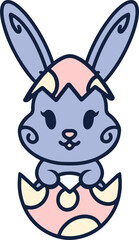 cute easter rabbit with egg