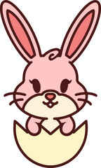 easter rabbit and egg cartoon