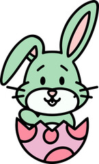 easter rabbit and egg cartoon
