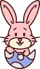 easter rabbit and egg cartoon