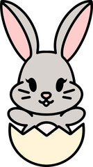 easter rabbit and egg cartoon