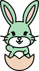 easter rabbit and egg cartoon