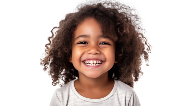 Portrait of a happy smiling child girl on transparent
