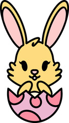 easter rabbit and egg cartoon