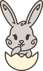 easter rabbit and egg cartoon