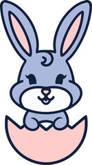 easter rabbit and egg cartoon