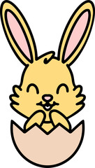 cute cartoon bunny in easter egg