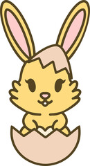 cute cartoon bunny in easter egg