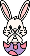 cute cartoon bunny in easter egg
