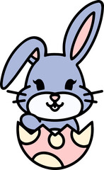 cute cartoon bunny in easter egg