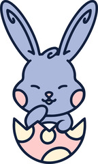 cute cartoon bunny in easter egg