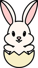 cute cartoon bunny in easter egg