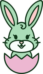 cute cartoon bunny in easter egg