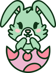 cute cartoon bunny in easter egg