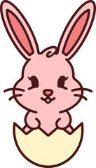 cute cartoon bunny in easter egg