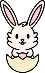 cute cartoon bunny in easter egg