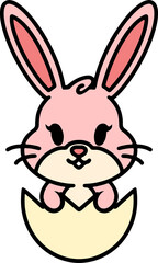 cute cartoon bunny in easter egg