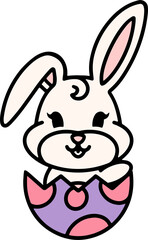 Obraz premium cute cartoon bunny in easter egg