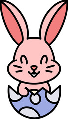 cute cartoon bunny in easter egg