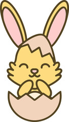 cute cartoon bunny in easter egg