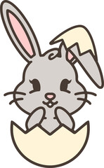 cute cartoon bunny in easter egg