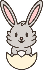 cute cartoon bunny in easter egg