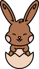 cute cartoon bunny in easter egg