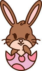 Obraz premium cute cartoon bunny in easter egg