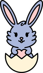 cute easter bunny cartoon with easter egg