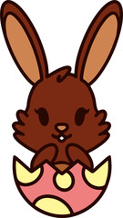 cute easter bunny cartoon with easter egg