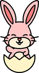 cute easter bunny cartoon with easter egg