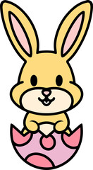 Obraz premium cute easter bunny cartoon with easter egg