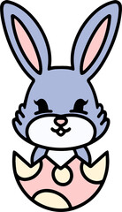 cute easter bunny cartoon with easter egg