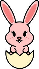 cute easter bunny cartoon with easter egg