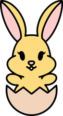 cute easter bunny cartoon with easter egg