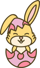 cute easter bunny cartoon with easter egg