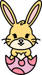 cute easter bunny cartoon with easter egg